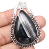 Pendant Grey Botswana Agate Gemstone Mother's Day Gift Silver Jewelry 2.25"