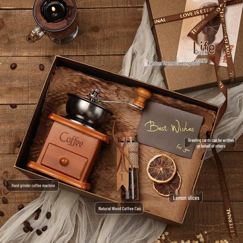 

Solid Wood Hand-Grinding Coffee Maker Gift Box – Ideal Birthday Gift for Girls, Boys, and Best Friends