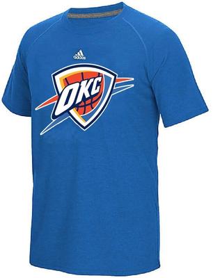 Oklahoma City Thunder Adidas Blue Huge Logo Clima Short Sleeve T Shirt (Large)