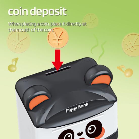 

Yousheng Kids Panda Piggy Bank Auto-Roll Password Разблокировка отпечатков пальцев Работающий от батареек Электрический монетоприемник Банкомат для мальчиков и девочек Подарок на день рождения