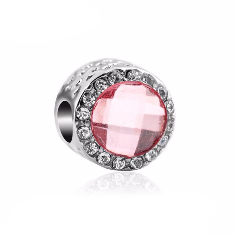 2pcs Colorful Crystal Charm Beads Fit Original Brand Charms Bracelets Necklaces Silver Color Women 'S Bracelet Diy Jewelry Making