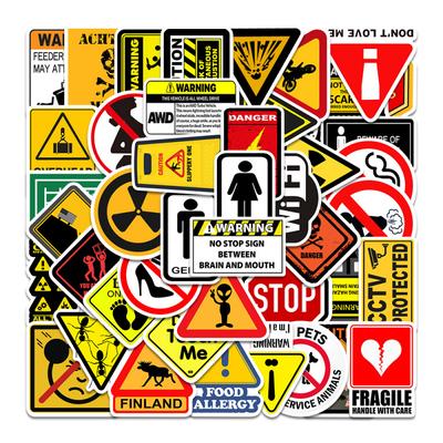 50Zhang Warning Sign Warning Personality Hot Style Graffiti Sticker Luggage Car Sticker