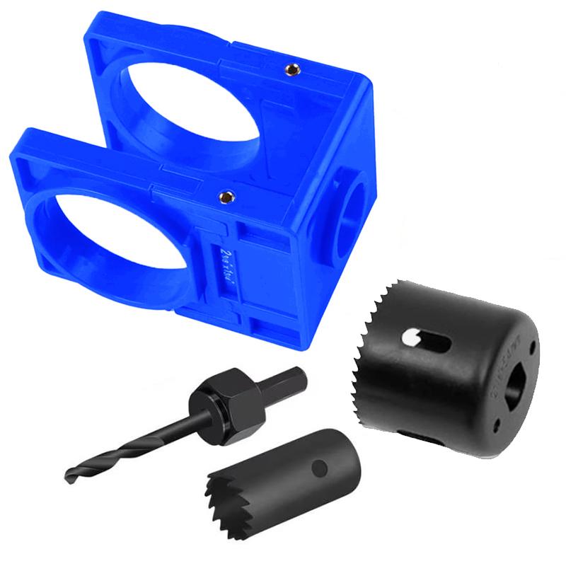 New Adjustable Door Lock Installation Kit Plastic Guide Template With Carbon Steel Door Lock Hole Saw For 35-43mm Door Thick