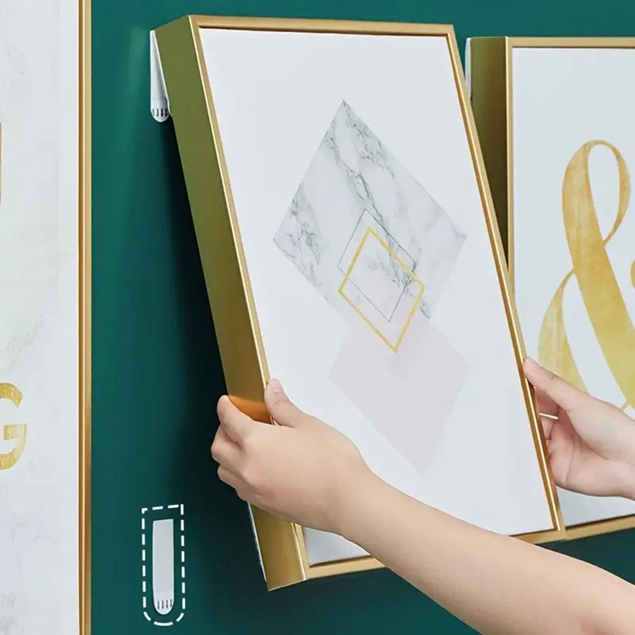 12 pares de marcos de fotos sin rastro gancho de pared de fotos extraíble dispositivo para colgar arte sin clavos adhesivo de pared fácil de quitar la cinta de doble cara