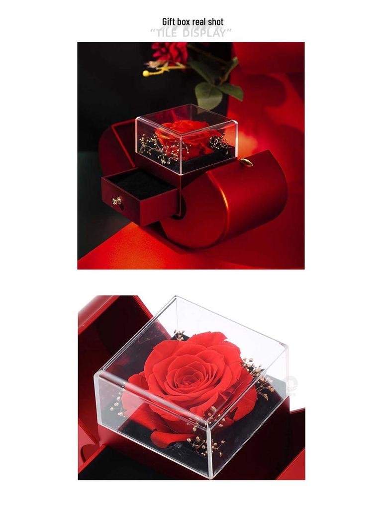 High-end Four-Leaf Clover Necklace with Preserved Flower Gift Box - Elegant Mother's Day Gift for Women