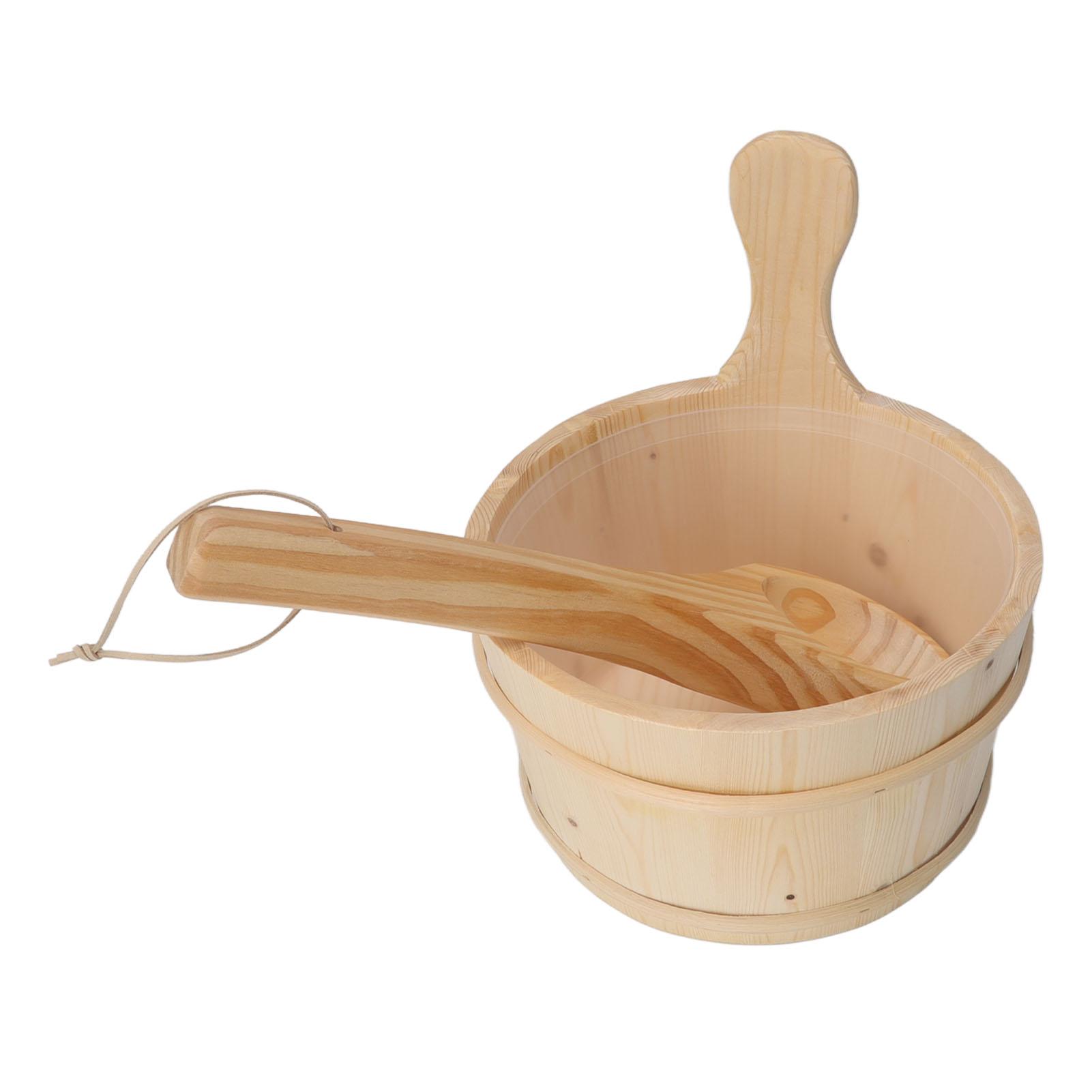 

Wood 4L Sauna Bucket Ladle Set Sauna Accessories with Plastic Liner for SPA Swimming Pool Massage Bathtub