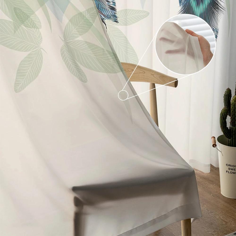 Pfauenfedern grüner Vorhang Fenster Tüll für Wohnzimmer Schlafzimmer Küche Chiffon schiere Fensterbehandlung Dekorationen