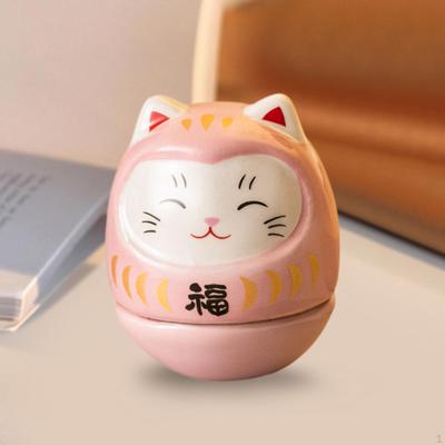 Keramik Glückliche Katze Figurine Tumbler Puppe 3,5x3,5 x4cm Zubehör für Home Office Decor Dekorative