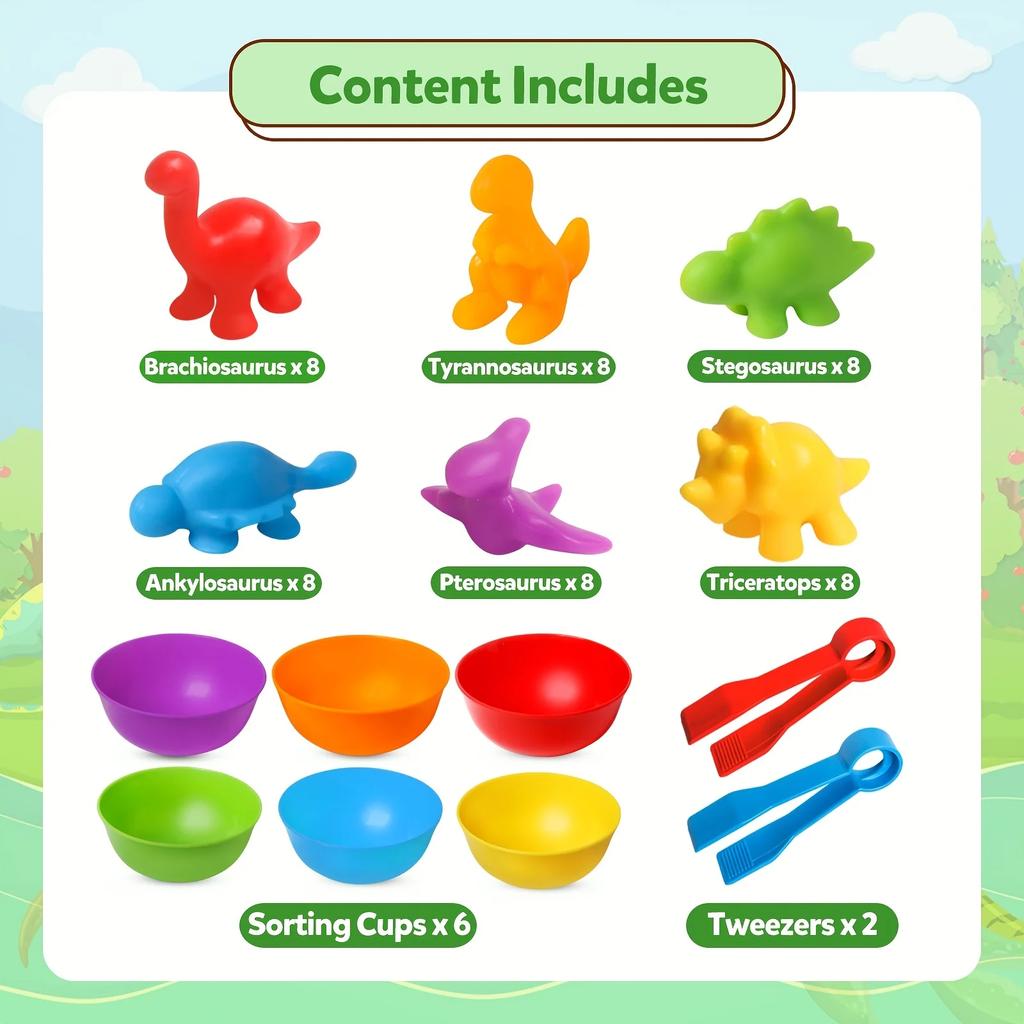 1Set Montessori Soft Rubber Dinosaur Toys for Kids, Stacking Bowl Matching Game, Color Sorting Matching Sensory Puzzle Toys