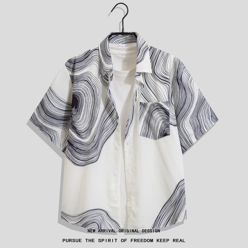 

Унисекс Ретро Гавайская рубашка в японском стиле с цветочным принтом 3XL