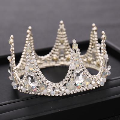 Brautkrone Silberfarbe Handgefertigter Kopfschmuck Strass Perle Kristallkrone Hochzeit Haarschmuck Prinzessinnenkrone Accessoires