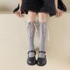 Girls Spring and Summer Lace Calf Socks Lolita Lace-up Bow Pink Girl Baby Pile Socks
