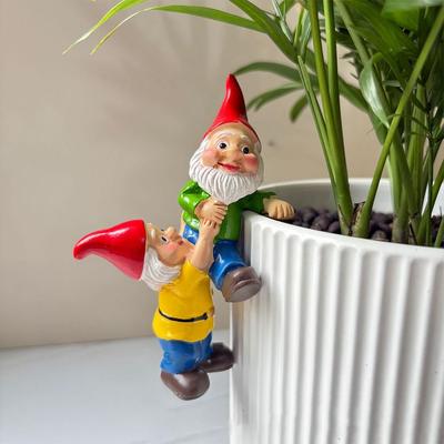 Cartoon Dwarf Elves Figurine Resin Crafts Cute Dwarf Hanging Flower Pot Handicraft Climbing Gnome Figurines Christmas