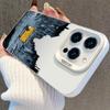 Silberne Ölmalerei iPhone Hülle für Modelle 13/14 Pro/15 Pro Max/16 Pro/17