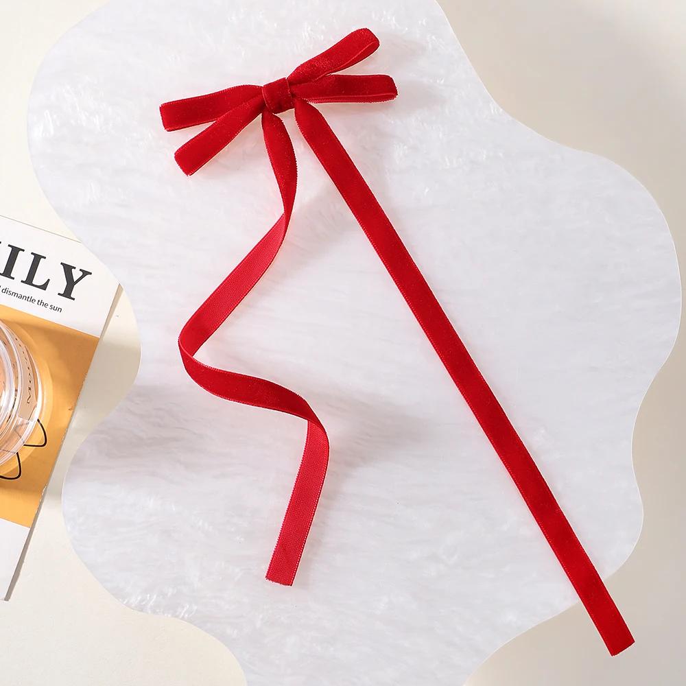 Vintage Big Large Velvet Bow Hairpins Barrettes For Women Girls Wedding Long Ribbon Korean Hair Clip Hairgrip Hair Accessories