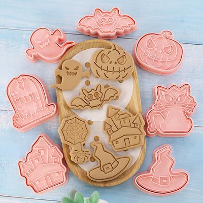 8 Halloween Cookie Cutter Embossing Moulds In Various Halloween Cookie Shapes. These Are Great Cookie Baking Supplies for Birthday Parties