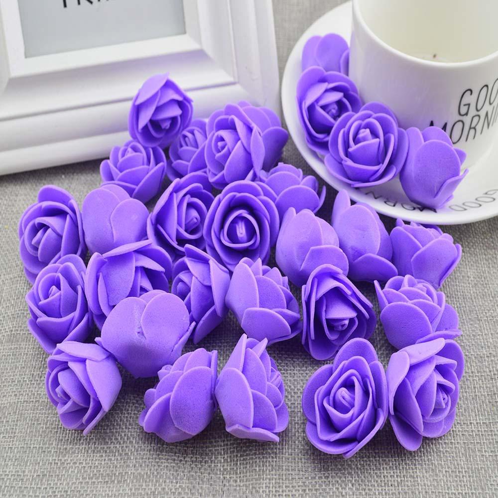 50pcs Artificial Flowers PE Foam Roses Head Bear Handmade Wedding Home Garden Holiday Party Decor Scrapbook Gifts Box Diy Wreath