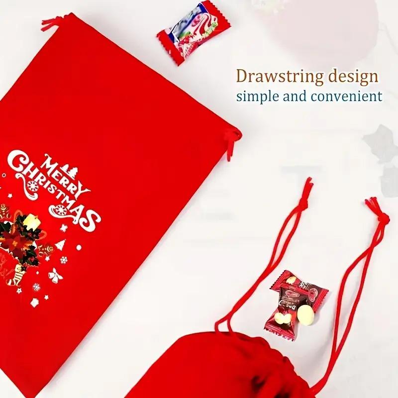6/8/12Pcs Drawstring Gift Bags Red Green Cartoon Patterned 2025 Packaging Bags For Party Favors Velvet Christmas Candy Bag