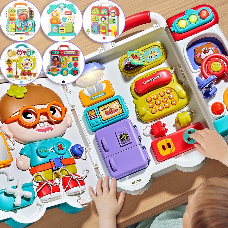 Spielzeug Pädagogisch Montessori Sensorisch Aktivitätstafel Reise Baby Musik Licht Schalter Aktivitätsbrett Kleinkinder Feinmotorik Spiele