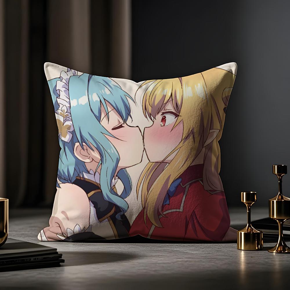 Hikikomari Kyuuketsuki No Monmon Cushion Cover Anti-dustmite Pillowcase Invisible Zipper Silky Short Plush Sofa Cushion Cover
