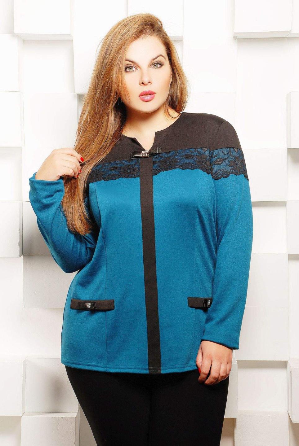 

Блуза з обробкою з гіпюру Tatiana АСЯ XXL синій