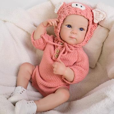 Cute 48cm Reborn Baby Girl Dolls Bettie Full Vinyl Body Newborn Babies Doll Wear Knitted Jumpsuit Real Life Simulation Dolls for Kids Age 3+ Years Old