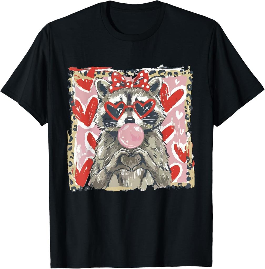Leopard Funny Valentine Raccoon Lover Heart XOXO Unisex T-Shirt