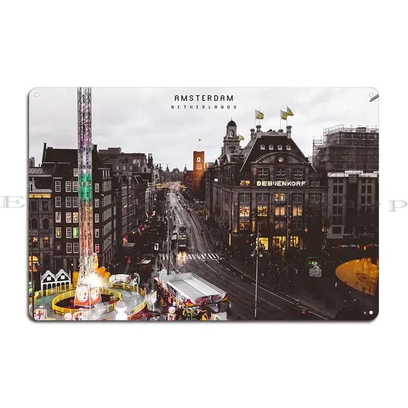 Amsterdam Metal Plaque Poster Garage Garage Wall Decor Design Mural Tin Sign Poster 20x30cm(7.8x11.8inch)