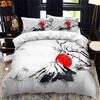 Dynetrekk i japansk stil King Queen Full størrelse Ukiyo-e-tema bølgemønster polyester sengetøysett Fuji Mountain Exotic Style