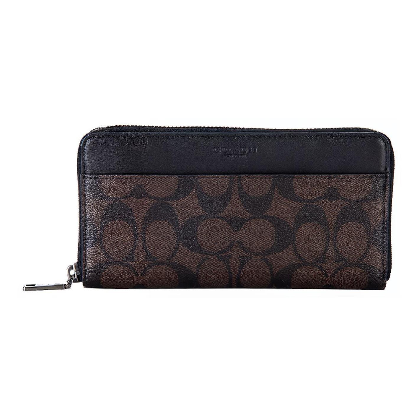 Coach Accordion Wallet 20 Classic Monogram PVC Wallet Men wallet Brown 58112-QBAE4 Basic Set (Bag+Dust Bag)
