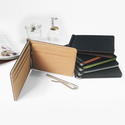 Portefeuille coréen unisexe en cuir PU avec porte-cartes et pince à billets