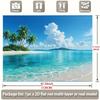 2D Banner Polyester Background Fabric Tropical Beach Scene Featuring Palm Trees Clear Blue Waters and Distant Islands