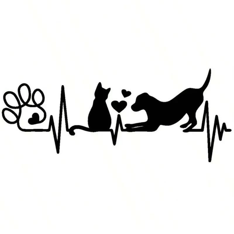 Hond- en katvormige autostickers, pootafdrukstickers, leuke autostickers voor dierenliefhebbers, schattige hond- en kattenliefhebber auto zwart