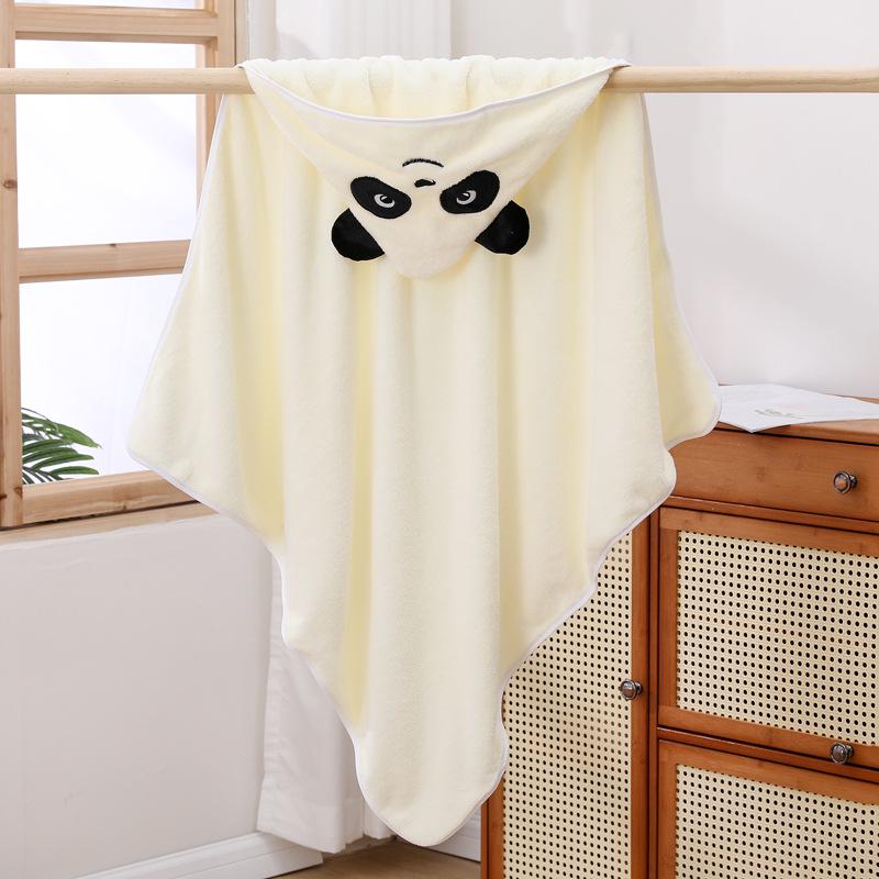 Children's Hooded Bath Poncho: Soft Coral Fleece Towel and Swaddle Blanket