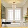 Gold Glass Pendant Light with White Ceramic Flowers