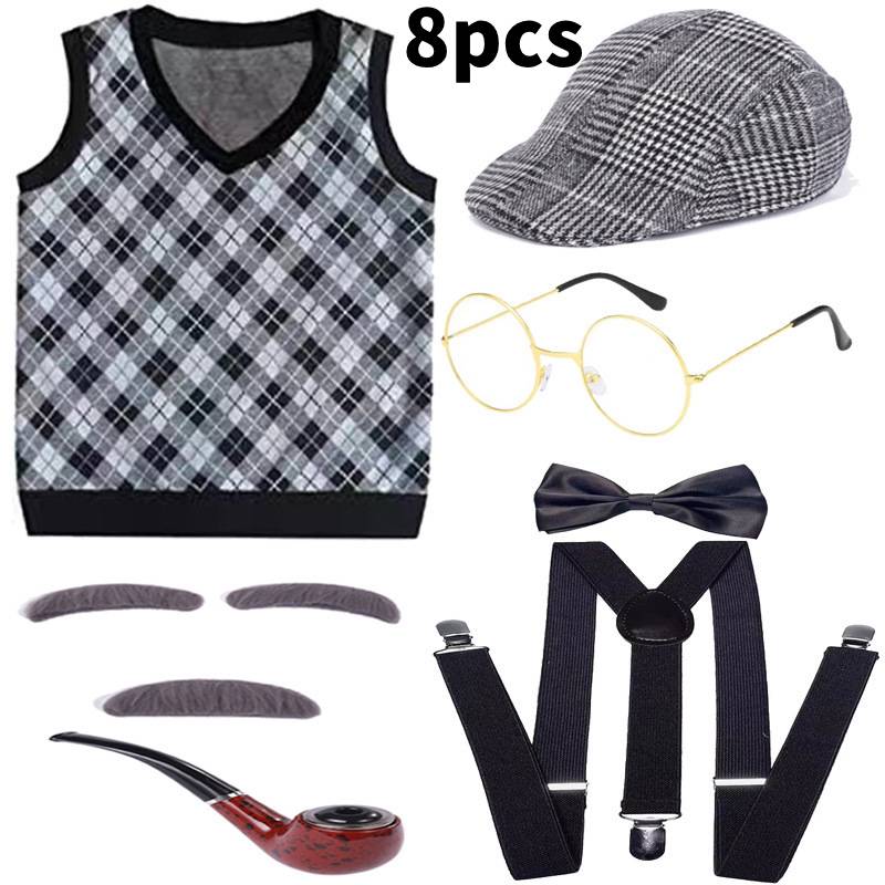 

День защиты детей Костюм для косплея пожилых людей Сценическое выступление Хэллоуин Модная вечеринка 8pcs B,160cm