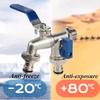Horticultural Irrigation Dual Handle Dual Control Faucet Zinc Alloy Water Nozzle One Inlet and Two Outlets Double Nipple Faucet