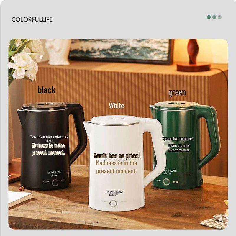 Stainless Steel Electric Kettle with Double Layer and Automatic Shut-Off, Large Capacity