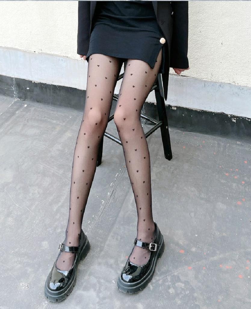Pantyhose Woman Spring/Autumn Ultra Thin Dot Black Stockings Lingerie Sexy Butterfly Heart Pattern Pantyhose