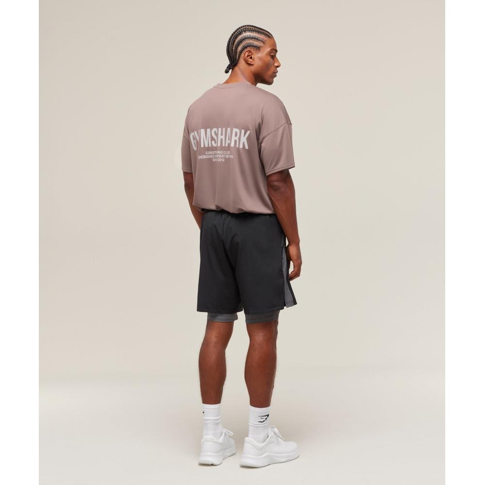 Gymshark Sport 7 2 In 1 Shorts Black Dark Grey A2c4m Bb3k