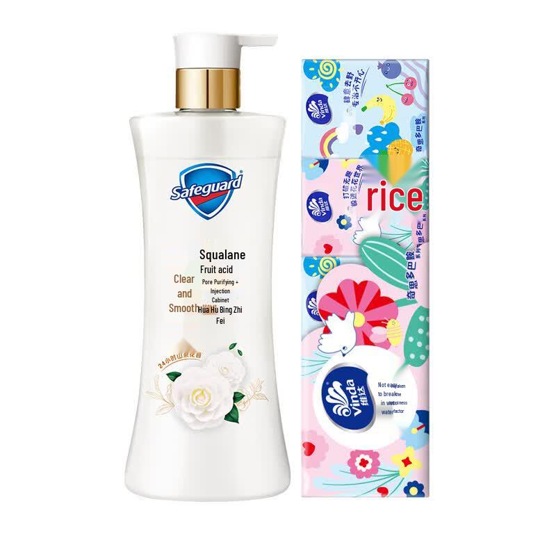 Набор влажных салфеток Vinda и геля для душа Safeguard