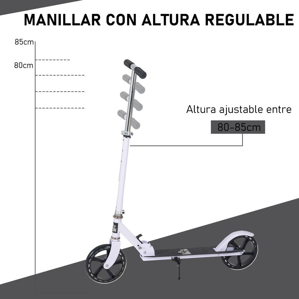 Folding Scooter for Children Ages 7-14, Kids Scooter with 4-Level Height Adjustable Handlebar and Brake, White