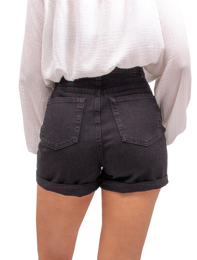 Krótkie Spodenki Jeansowe Damskie Dżinsowe Mom Fit Bermudy Czarne 38 M Firi