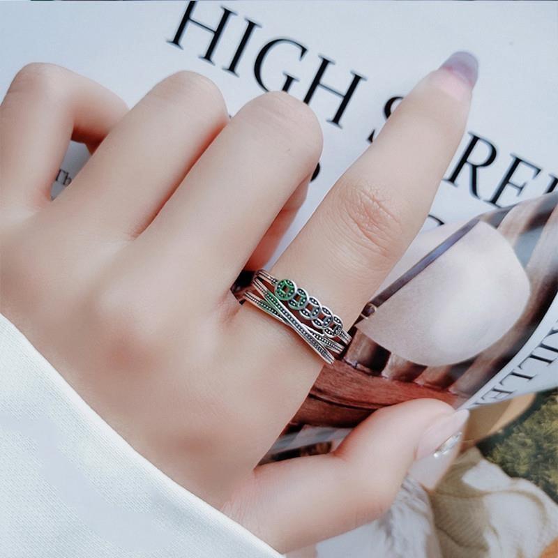 Bague Prospérité pour Femme Beixi Bijoux en Argent: Pièce d'argent S925 Rétro Design Ouvert