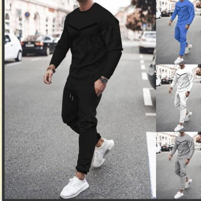 Spring and Autumn Men's Long-sleeved Printed Casual Suit Fashion Sports Two-piece Suit