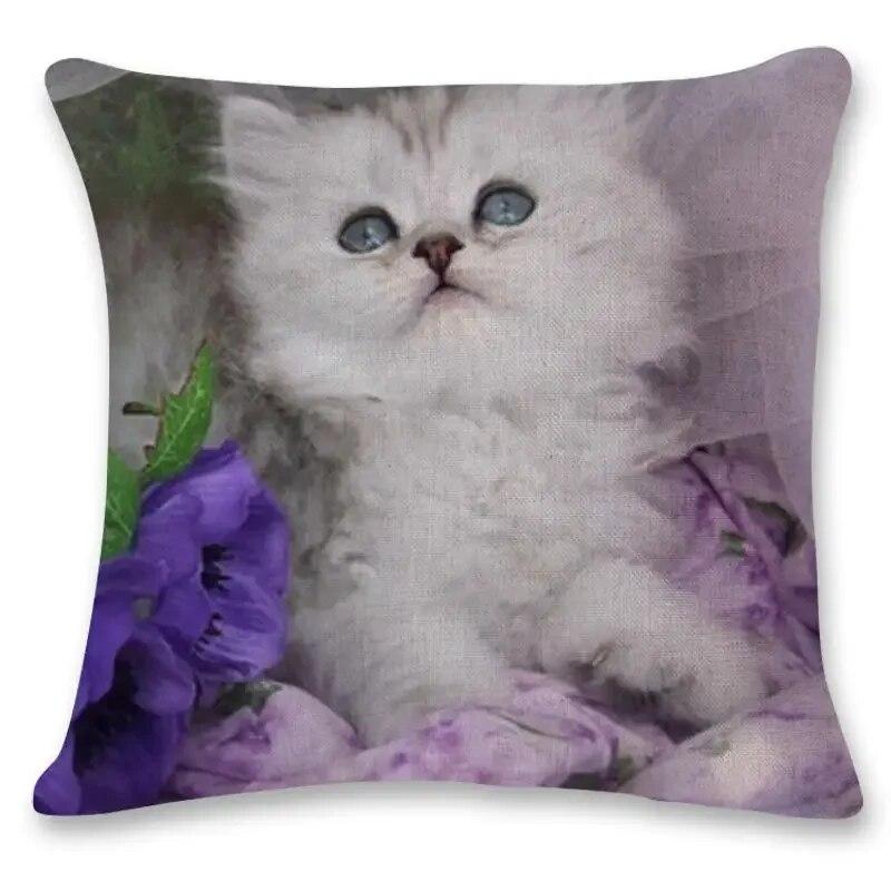 Creative Hand-painted Cat Children's Gift Birthday  Printed Polyester Pillowcase Home Car Cushion  Sofa 45x45