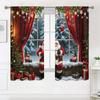 2 Pieces, Santa Claus Christmas Tree Retro Curtains -30% Blackout - Suitable for Living Room, Bedroom, Kitchen, Home Decoration