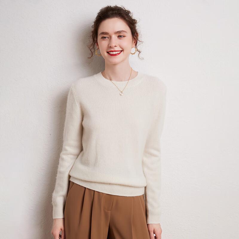Fanzhen Women's 100% Cashmere Round Neck Sweater