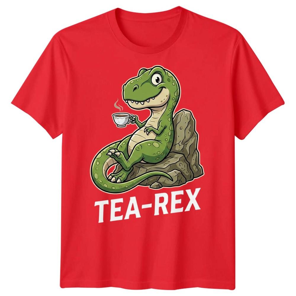 Tea Rex Funny Dinosaur Drinking Tea Unisexs T Shirt Graphic Novelty Tee