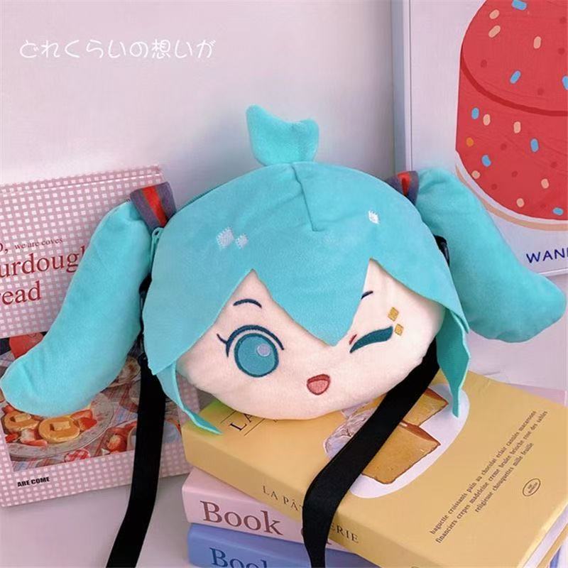 Anime Kawaii Hatsune Miku Merchandise Plush Bag Cute Doll Figurine Crossbody Bag Large Capacity Mikufufu Christmas Gift